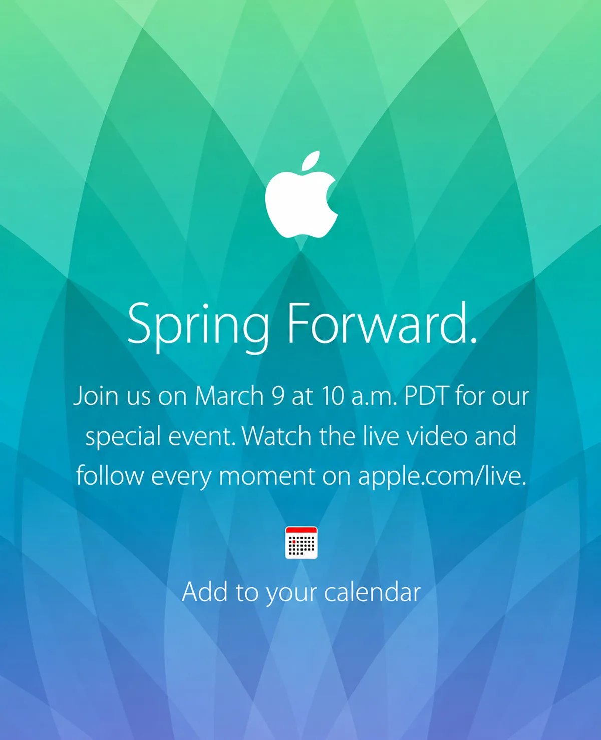 Apple Event invitation: Spring Forward.